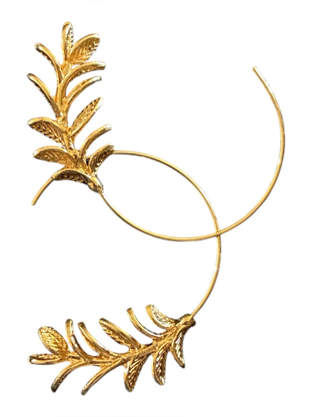 Gold Leaf Hoop Earrings